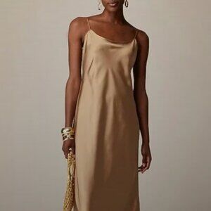 J. Crew Gwyneth Slip Dress Gold Luster Satin, size 8 NWT